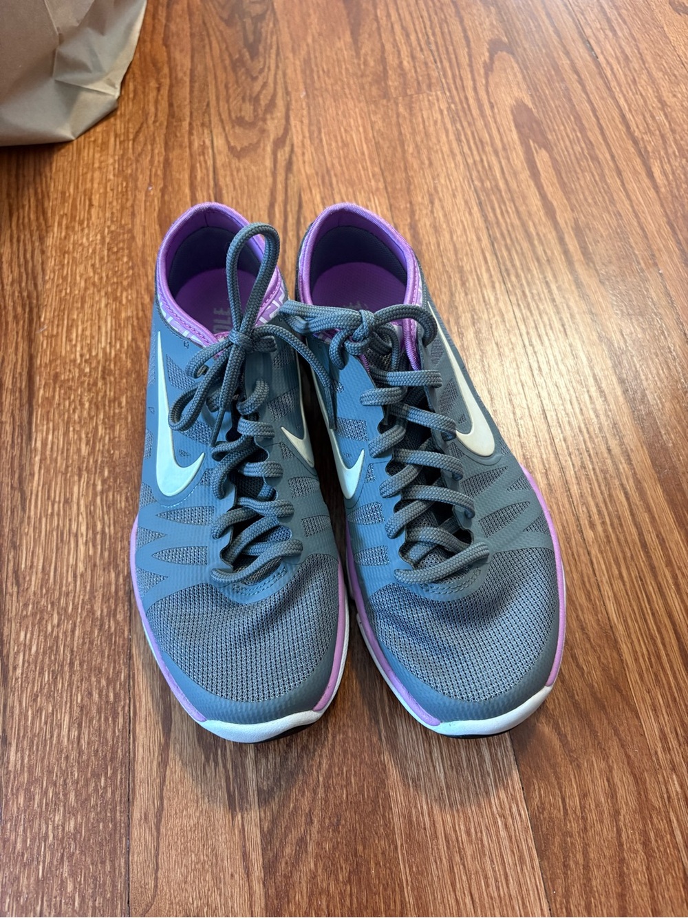 Nike Women's Gray and Purple Training Sneakers